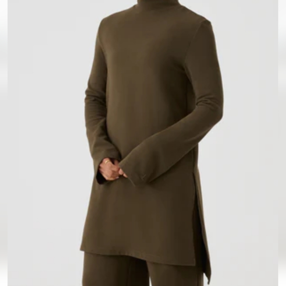 Waffle Co-ord Top & Wide Leg Trouser Set - Olive
